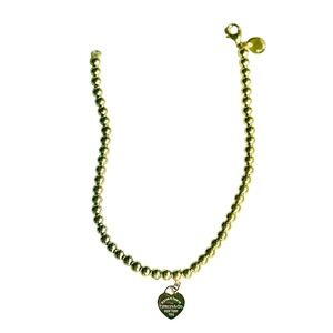 Heart Tag Bead Bracelet 18k Yellow Gold 7 in